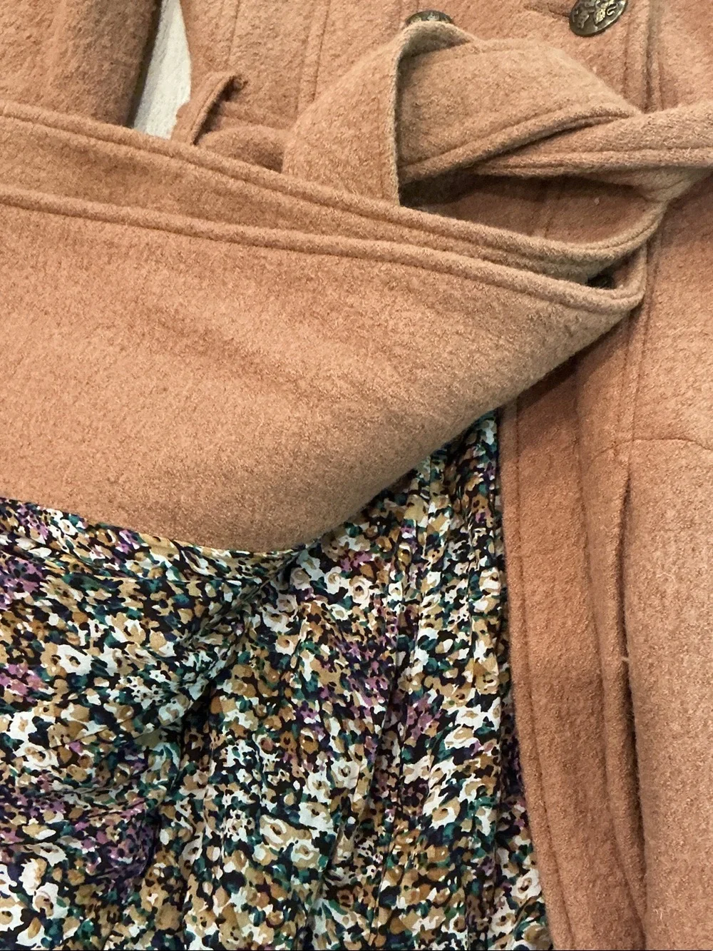 Free People Wool Belted Trench Coat — Camel